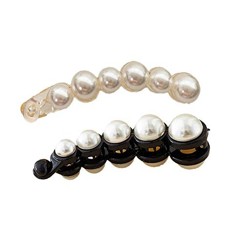 Dongua 2Pcs Set Girls Hair Clips Pearl Barrettes Pearls Hairpins Fashion Banana Clips Hair Crabs Hair Claws Women Hairgrips Dongua 2Pcs Set Girls Hair Clips Pearl Barrettes Pearls Hairpins Fashion Banana Clips Hair Crabs Hair Claws Women Hairgrips