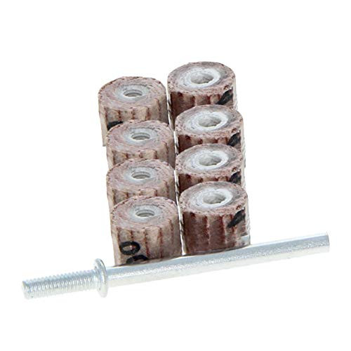Utoolmart 8 Pcs 8x8mm Flap Wheel 400 Grits Abrasive Grinding Head with 1 8 inches Shank for Rotary Tool