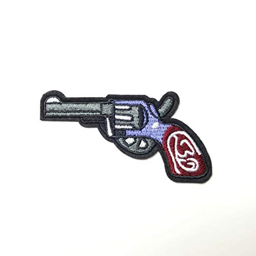 Purple Revolver Pistol Gun Patch Iron-On Sew-On Embroidered Applique  Punk Biker