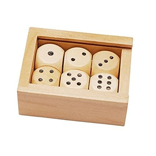 Amazing Child Montessori 6 Wooden dice in a Small Wooden Box