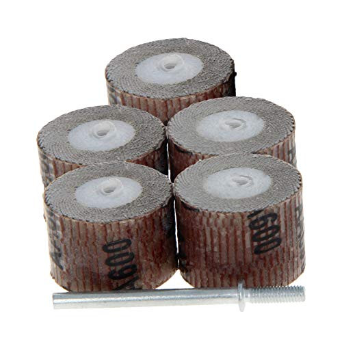 Utoolmart 5 Pcs 20x16mm Flap Wheel 600 Grits Abrasive Grinding Head with 1 8 inches Shank for Rotary Tool