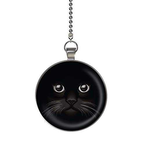 Gotham Decor Black Cat Face Ceiling Fan Light Pull Pendant with Chain