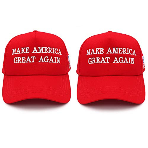 Puoyis MAGA Hat Make America Great Again Hat,2 Pack,MAGA Baseball Cap with USA Flag Red