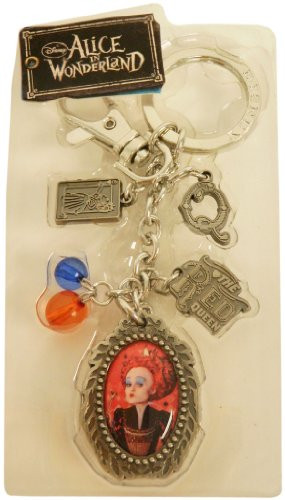 Disney Pewter Key Ring - Charms - Red Queen  Q. Logo and Beads