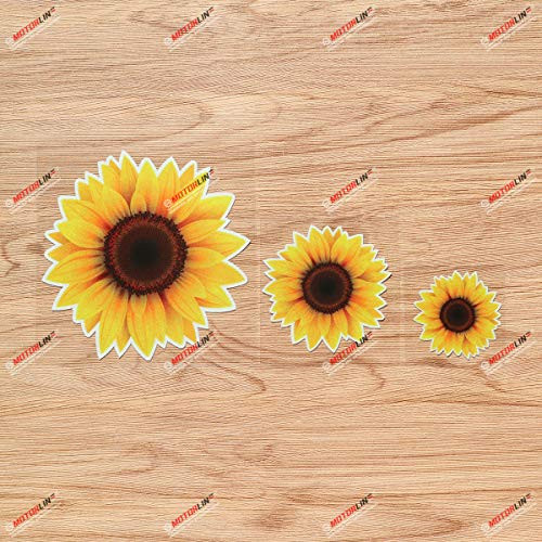 Sunflower Flower Vinyl Decal Sticker - 3 Pack Reflective  2 Inches  3 Inches  5 Inches - for Car Boat Laptop Cup Phone 06140