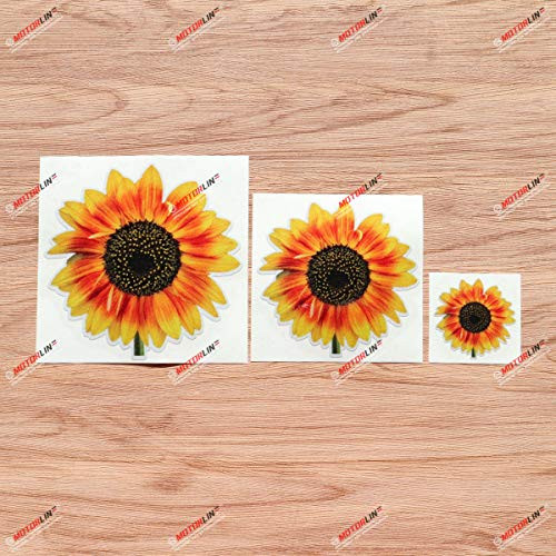 Sunflower Floral Vinyl Decal Sticker Paint Style - 3 Pack Reflective  2 Inches  3 Inches  5 Inches - for Car Laptop Window 08010A