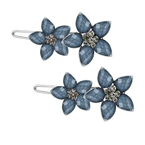 COTTVOTT Hollow Geometric Hair Clips Barrettes Women Girls Rhinestones Circle Star Hairpin Hair Accessories  Flower-blue 2pcs