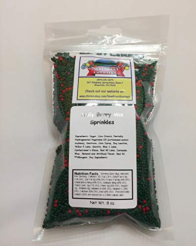Holly Berry Mix Green sprinkles Red balls bakery topping Christmas Sprinkles 8 ounce