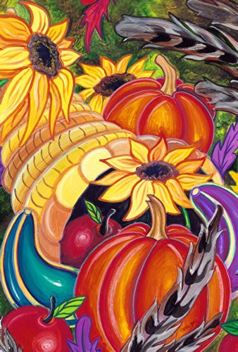 Toland Home Garden Colorful Cornucopia 28 x 40 Inch Decorative Fall Autumn Harvest House Flag