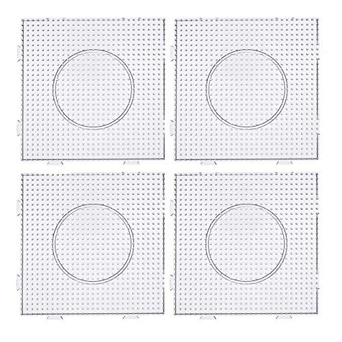 4 Pcs 5mm Fuse Bead Boards Large Clear Pegboards Kits Clear Plastic Acrylic Large Square Fuse Beads Boards Pegboards Children Puzzle Toy for Kids 5.75.7 Inch