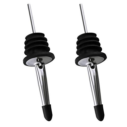 Pourer  Stainless Steel Freeflow Pourers  Spirit Tapered Spout With Rubber Dust Caps  2Pcs Black