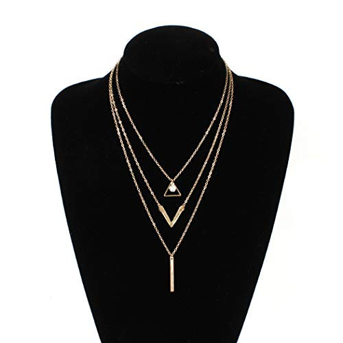 CanB Gold Pendant Necklace Jewelry Chic Long Necklace Chain Bar Crystal Layered Choker Necklace for Women and Girls CanB Gold Pendant Necklace Jewelry Chic Long Necklace Chain Bar Crystal Layered Choker Necklace for Women and Girls