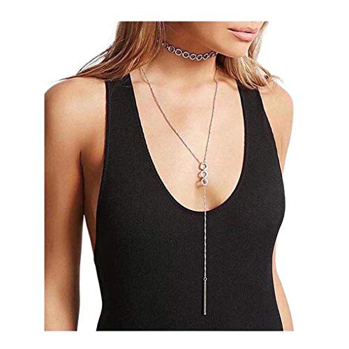 Yalice Hoop Round Choker Necklace Chain Layered Bar Drop Necklaces Jewelry for Women and Girls Silver Yalice Hoop Round Choker Necklace Chain Layered Bar Drop Necklaces Jewelry for Women and Girls Silver