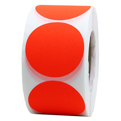 Hybsk 1.5 Inch Fluorescent Red Blank Target Pasters for Shooting 500 Adhesive Target Stickers Per Roll  Fluorescent Red