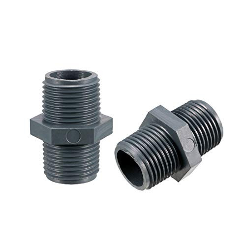 uxcell Pipe Fittings Connector G1 2 X G1 2 Male Thread Adapter Plastic Hex Nipple 5pcs
