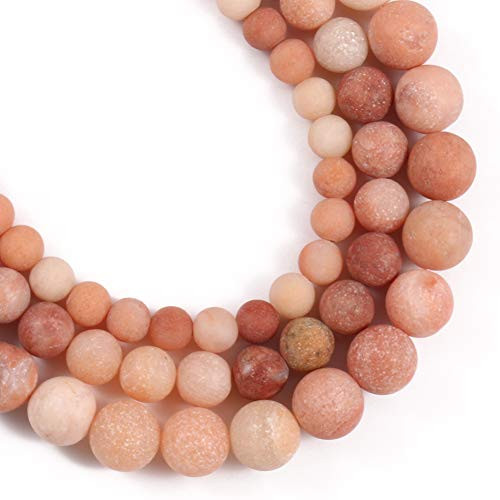 Yochus 6mm Matte Pink Aventurine Beads Round Loose Beads Frosted Dull Polish Stone Beads for Jewelry Making