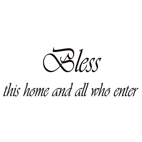 ZSSZ Bless This Home and All who Enter Vinyl Wall Decal Quotes Words Décor Christian Religious Motto Handwriting Art Letters