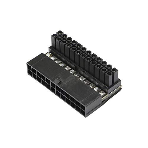 ATX 24Pin 90 Degree Adapter Motherboard 24Pin Male to 24Pin Female 90 Degree Extension Connection for Mainboard Right Angle Connector for Desktop PC Power Supply