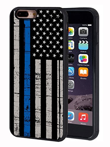 iPhone 7 Plus Case,iPhone 8 Plus Case,BWOOLL Thin Blue Line American Flag TPU Protective Cover for Apple iPhone 7 Plus/iPhone 8 Plus (5.5 inch)