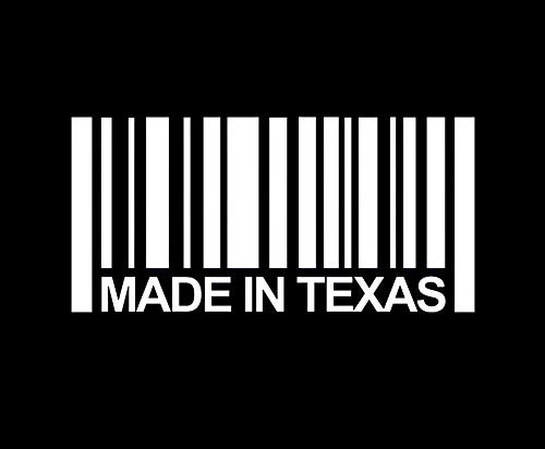Made in Texas Barcode Decal Vinyl StickerCars Trucks Vans Walls Laptop White5.5 x 2.7 inDUC1405