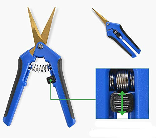 HONGVILLE Gardening Hand Professional Tip Trimming Scissors Pruner Pruning Shear  Curved Pruning Snip - Blue 