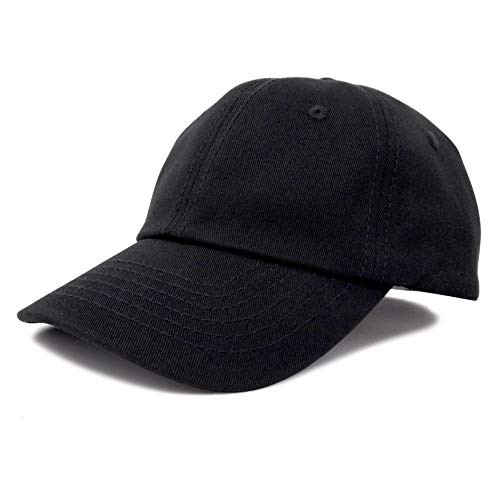 DALIX Unisex Youth Childrens Cotton Cap Adjustable Plain Hat - Unstructured  Black