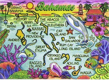 World By Shotglass Bahamas Map Caribbean Fridge Collector's Souvenir Magnet 2.5" X 3.5"