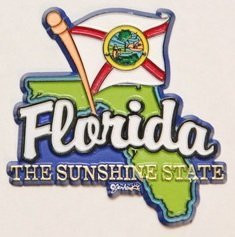 Florida State Map-Flag Fridge Collectible Souvenir Magnet