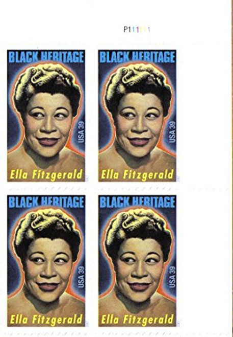 2007 ELLA FITZGERALD ~ BLACK HERITAGE SINGER 4120 Plate Block of 4 x 39 US Postage Stamps 2007 ELLA FITZGERALD ~ BLACK HERITAGE SINGER 4120 Plate Block of 4 x 39 US Postage Stamps