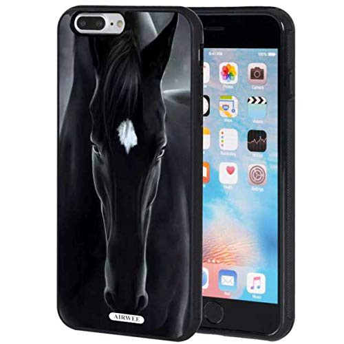 iPhone 7 Plus Case,iPhone 8 Plus Case,AIRWEE Slim Anti-Scratch Shockproof Silicone TPU Back Protective Cover Case for Apple iPhone 8 Plus/iPhone 7 Plus 5.5 Inch,Black Horse