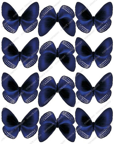 Cakeshop 12 x PRE-CUT Blue Edible Butterfly Cake Toppers