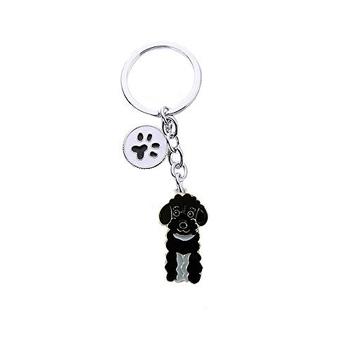 Dog Key-Ring Keychain Pet Pendant Key-Ring Memorial Puppy ID Tags Metal Keyring Gifts for Dogs  Black Poodle