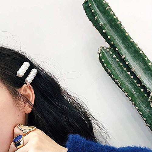 Denifery 2PCS Fashion Artificial Pearls Clips Barrettes Bling Hairpins Headwear Barrette Styling Tools Hair Accessories  A