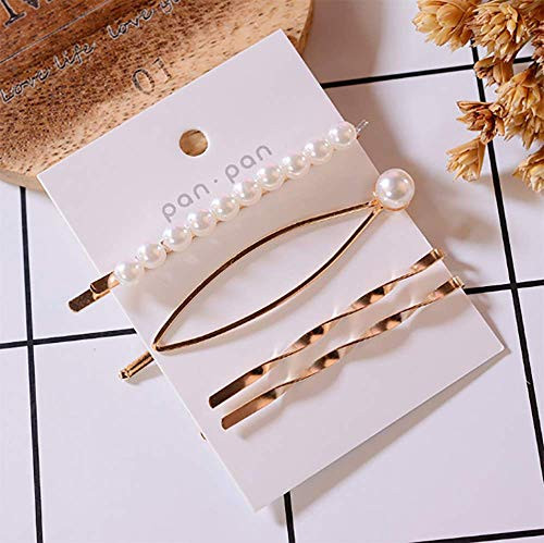 Denifery 3PCS Fashion Artificial Clips Pearl Barrettes Bling Snap Hair Pins Decorative Hair Accessories for Gifts Headwear Barrette Bride Wedding Headwear  I