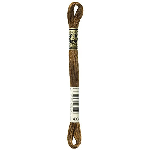 DMC 117-433 Six Stranded Cotton Embroidery Floss  Medium Brown  8.7-Yard