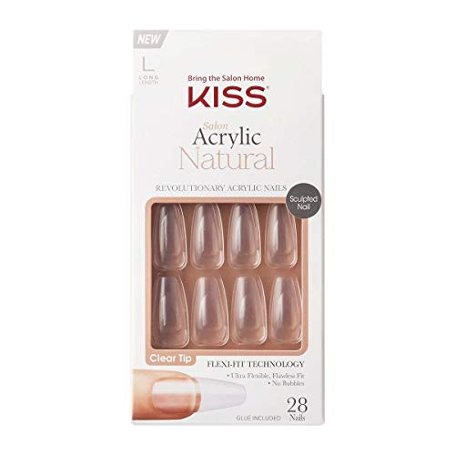 KISS Salon Acrylic Natural Nails Kit- Long Length- Crystal