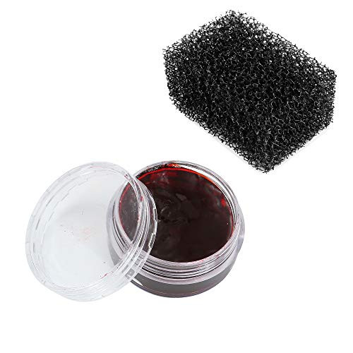 FANICEA Coagulated Blood Gel FX Makeup Kit 18g Professional Special Effects Cosplay Stage Wound Scar Fake Scab Blood with Black Stipple Sponge
