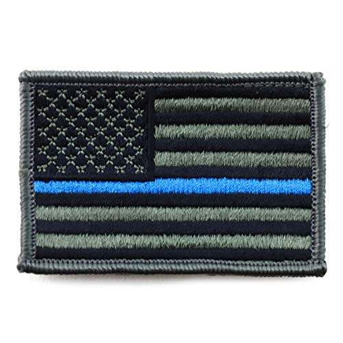 USA American Flag Embroidered Iron On Patch One Size - Thin Blue Line