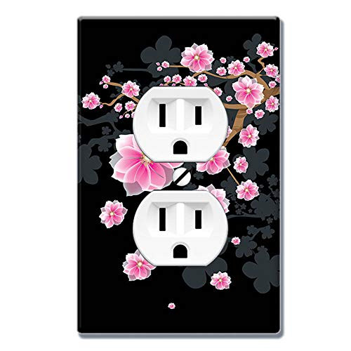 WIRESTER Duplex Outlet Cover Wall Plate Switch Plate - Falling Pink Flower