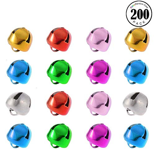 Feeko Jingle Bells,200pcs Christmas Bells Mini Bells for DIY Craft Party and Holiday Decoration and Jewelry Making Decorations 10mm Multiple Colors