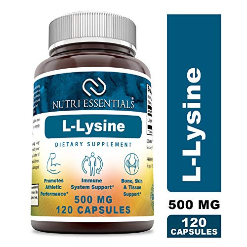 Nutri Essentials L-Lysine - 500mg Amino Acid Vitamin 120 Capsules - Commonly Used for Cold Sores Immune Support Respiratory Health and More Nutri Essentials L-Lysine - 500mg Amino Acid Vitamin 120 Capsules - Commonly Used for Cold Sores Immune Support Respiratory Health and More