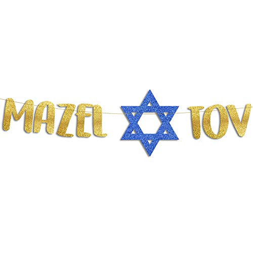 Sterling James Co. Mazel Tov Glitter Banner - Bar Mitzvah - Bat Mitzvah - Jewish Decorations - Engagement - Wedding Sterling James Co. Mazel Tov Glitter Banner - Bar Mitzvah - Bat Mitzvah - Jewish Decorations - Engagement - Wedding