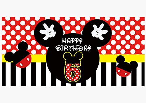 Mickey Mouse Backdrop  Mickey 6th Birthday Backdrop  Mickey Birthday Party Supplies  Large Mickey Mouse 6th Birthday Banner  Mickey Mouse Photography Background  6.6 x 3.3 ft