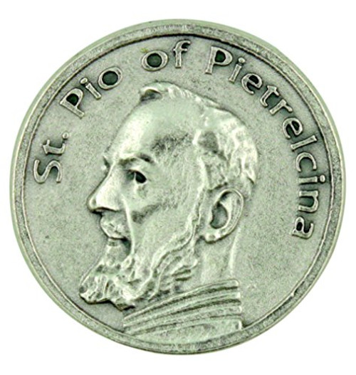 Patron Saint St Padre Pio of Pietrelcina Pocket Token with Prayer Back