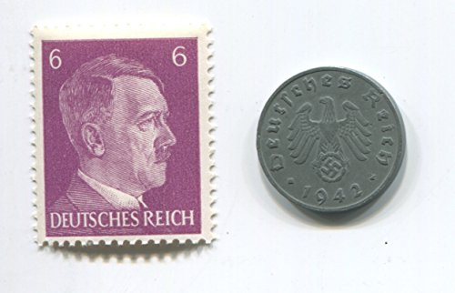 Hitler Rare Nazi Swastika 1 Reichspfennig German Coin World War Two WW2 with Purple Head Stamp MNH Hitler Rare Nazi Swastika 1 Reichspfennig German Coin World War Two WW2 with Purple Head Stamp MNH