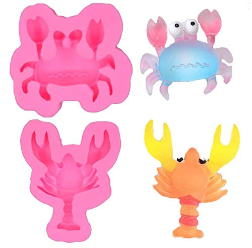 2pcs Crab and Lobster Silicone Mold for Sugarcraft Cake Decorating  Cupcake Topper  Fondant Epoxy Resin  Polymer Clay