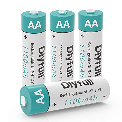 Dlyfull Pack of 4 AA Batteries 1100mAh High Capacity Precharged Ni-MH AA Rechargeable Batteries