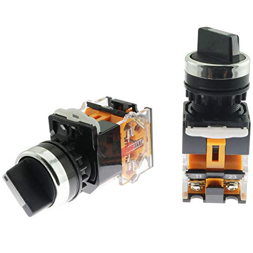 PSCCO 2pcs Rotary Selector Switch 2 Position 1NO 1NC LA38-11X2