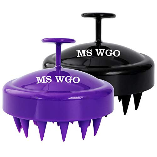 Scalp Massager Shampoo Brush for Hair Massager with Soft Silicone Wet  and  Dry Scalp Scrubber Scalp Massager Hair Growth-2PCS  Purple and Black