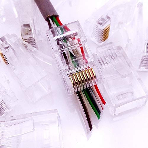 CESS Pass Through Type RJ45 CAT5 CAT5e Modular Ethernet Gold Plated Net Network End Plug Cable Connectors (LW) (50 Pack) CESS Pass Through Type RJ45 CAT5 CAT5e Modular Ethernet Gold Plated Net Network End Plug Cable Connectors (LW) (50 Pack)